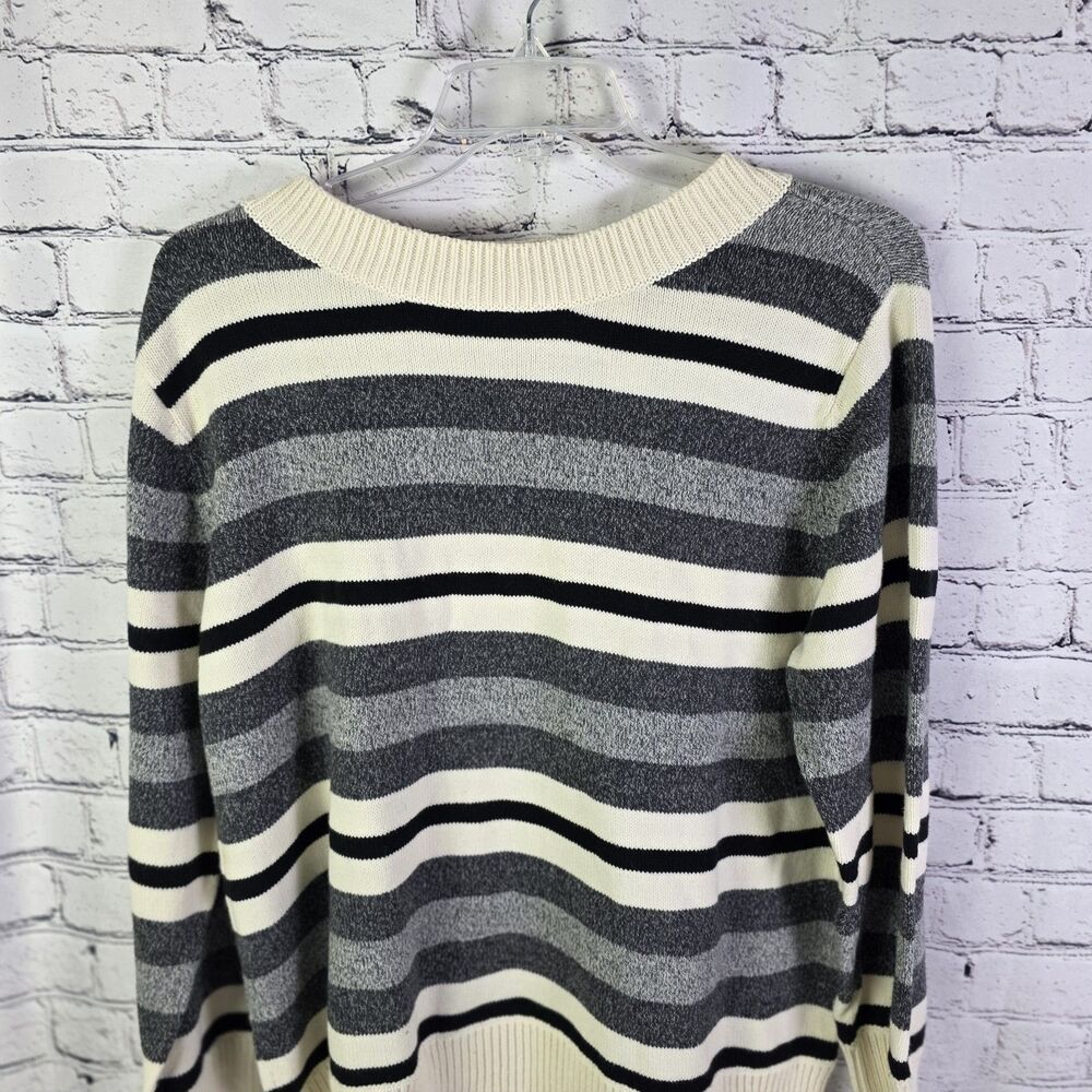 Liz Claiborne 1X Knit Pullover Sweater Multicolored Striped Long Sleeves
